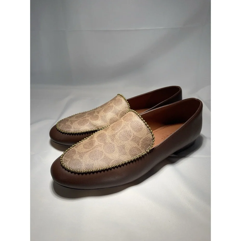 Coach Harper Beadchain Trim Leather Loafers Size 9.5 Women's Shoes‎ Msrp $500